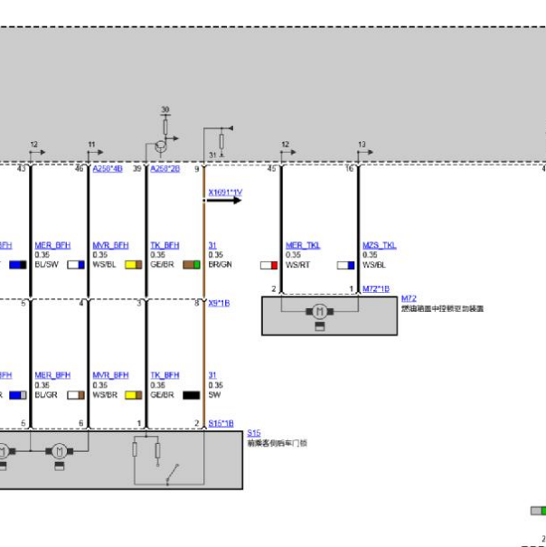 2020年宝马320i油箱盖锁电路图