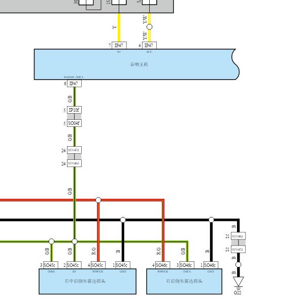 2022年吉利几何A 倒车雷达电路图