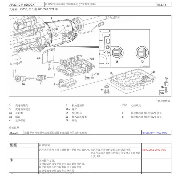 2011年奔驰G55变速箱维修手册和位置