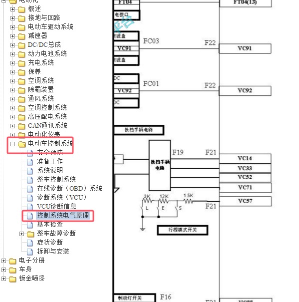 2016-2019年江淮IEV6E车身控制电路图