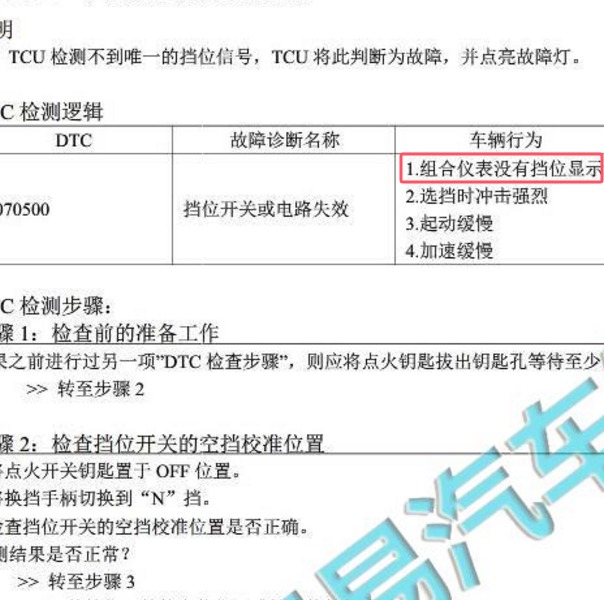 2021-2022年东风风光500变速箱没有档位显示故障维修