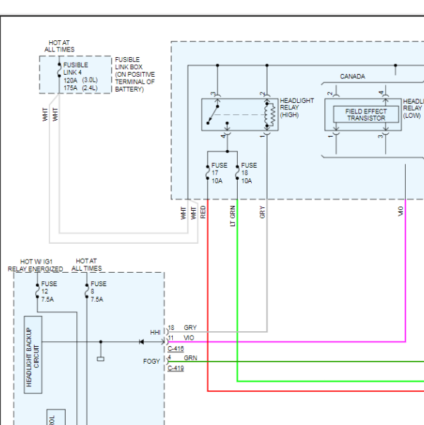 2014年三菱欧蓝德大灯电路图