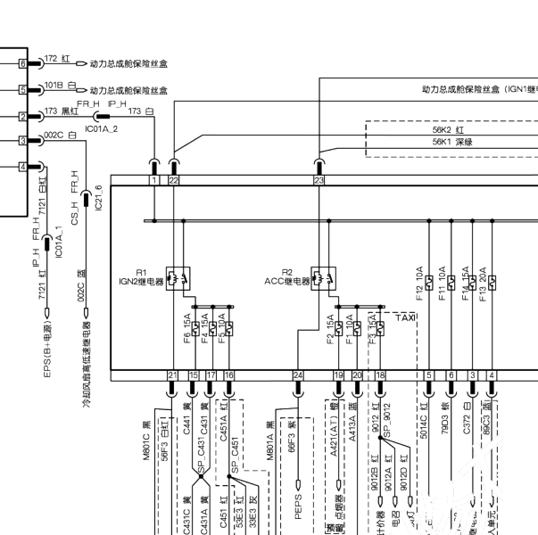 2023年东风风神E70保险盒电路图
