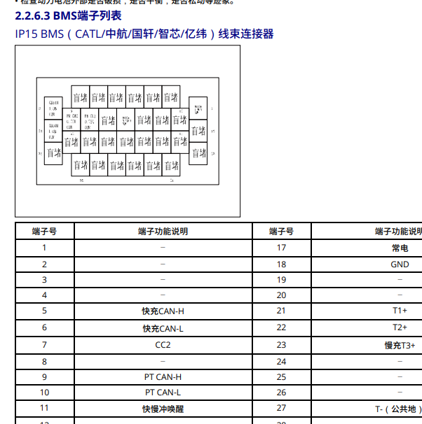 2023年远程星享V6E BMS针脚定义