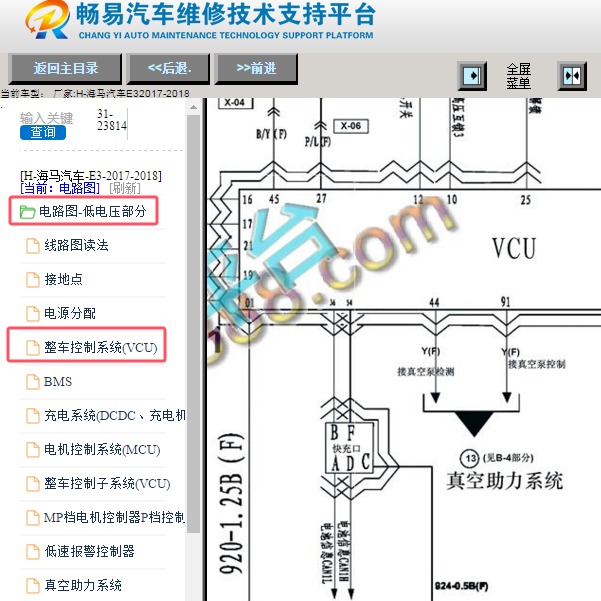2017年海马E3整车控制器CAN电路图
