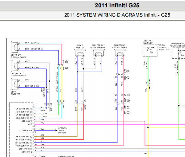 2011年英菲尼迪G25音响功放电路图