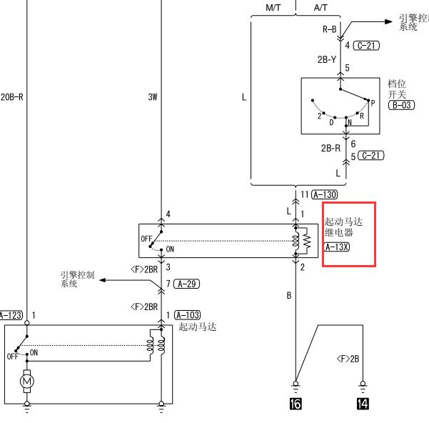 2015年三菱君阁启动继电器电路图与位置