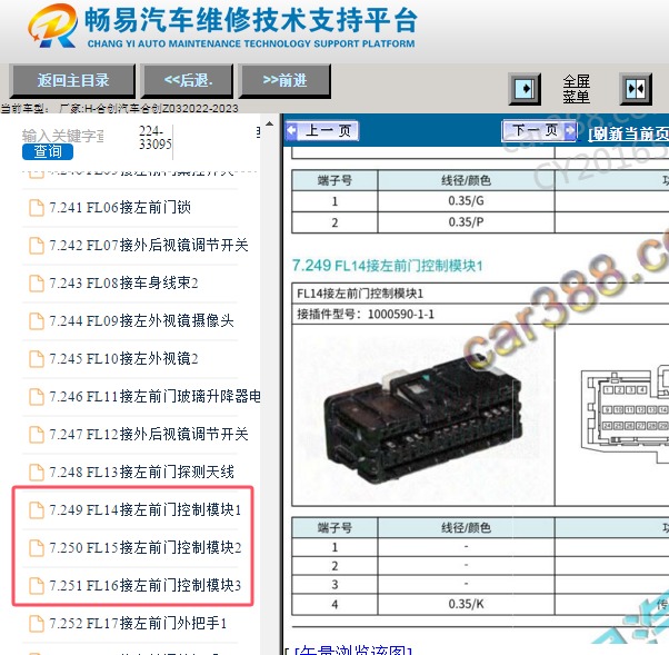 2022年合创汽车合创Z03左前门模块针脚定义