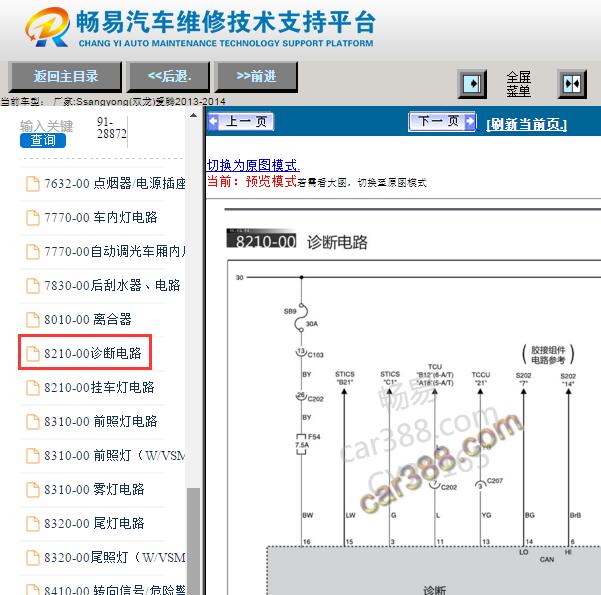 2013-2014年双龙爱腾诊断通讯电路图