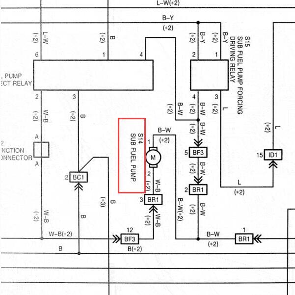 2001-2003年丰田沙漠王子发动机副油箱电路图