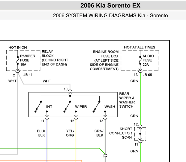 2006年起亚索兰托雨刮电路图