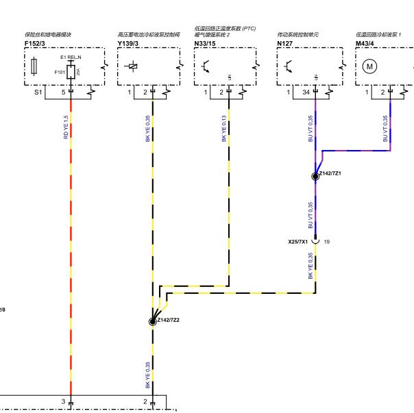 2023年奔驰EQE350防冻冷却电路图