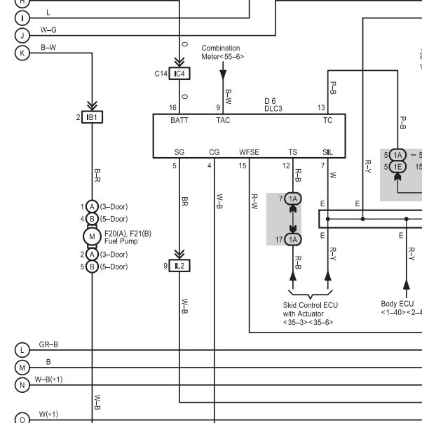 2005年丰田普拉多燃油泵电路图