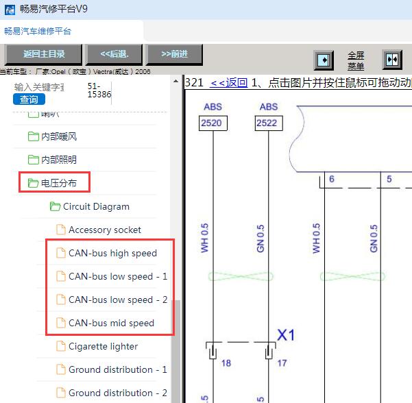 2006年欧宝威达CAN电路图