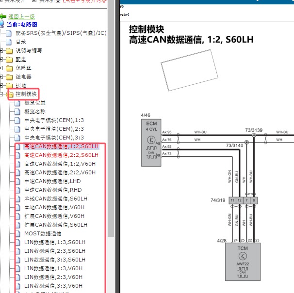 2016年沃尔沃S60L网络通讯电路图