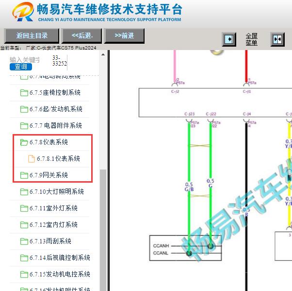 2024年长安CS75 PLUS仪表CAN线电路图