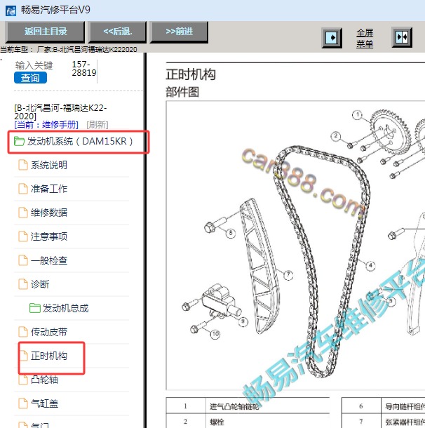 2020年北汽昌河福瑞达K22 DAM15KR发动机正时